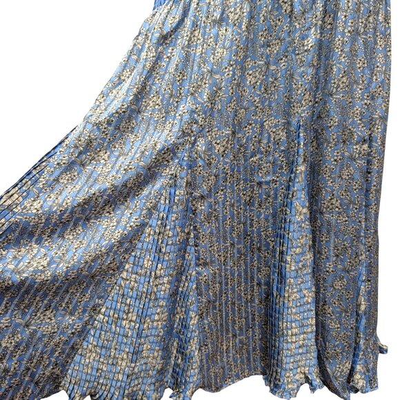 Diane Fries Vintage Women Sz M/L Georgette Blue Floral Godet Hem Midi Dress Flaw - Picture 8 of 12